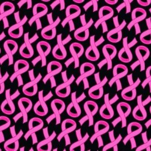 Pink Ribbons Black Bandana - 22x22 Inch - 1 piece