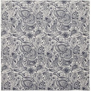 English Paisley - Indigo Blue on Cream Bandana - 22x22 Inch - 1 piece