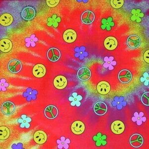 Smiley Face Tie-Dye Swirl Bandana - 22x22 Inch - 12 pieces