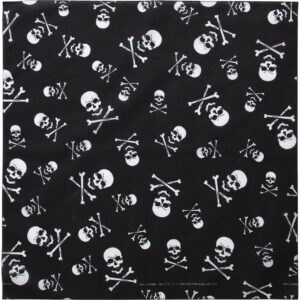 Skulls and Crossbones Bandana - 22x22 Inch - USA Made - 1 piece