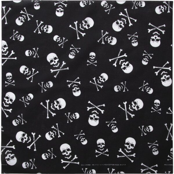 Skulls and Crossbones Bandana - 22x22 Inch - USA Made - 1 piece