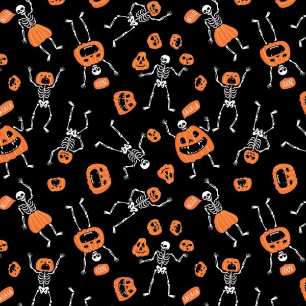 Skeletons and Pumpkins Glow in the Dark - USA - 22x22 Inch - 12 pieces