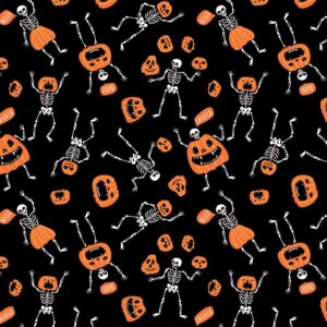Skeletons and Pumpkins Glow in the Dark - USA - 22x22 Inch - 600pcs/Case