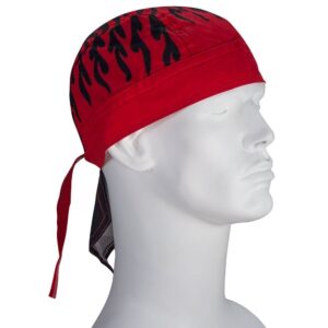 Premium Red Flames Doo Rag - 12 pieces