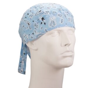 Paisley Head Wrap - 100% Cotton - Imported - 12 pieces, Light Blue