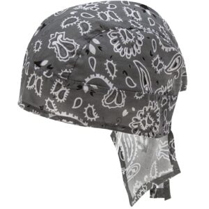 Paisley Head Wrap - 100% Cotton - Imported - 12 pieces, Dark Grey