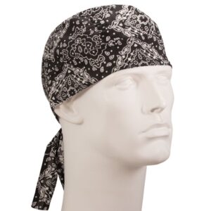 Paisley Squares Head Wrap - 100% Cotton - Imported - Black, 600pcs/Case