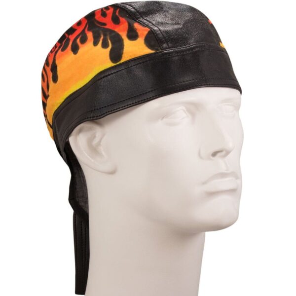 Pleather with Cotton panel Flames Head Wrap - 1 piece