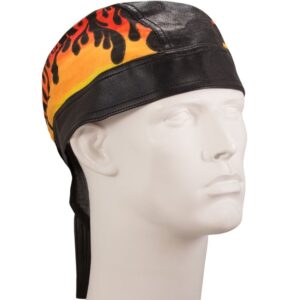 Pleather with Cotton panel Flames Head Wrap - 12 pieces