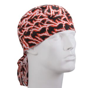 Orange Lightning Doo Rag - 12 pieces
