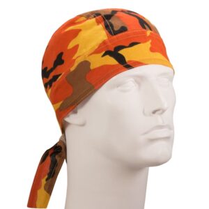 Orange Camo Doo Rag - 12 pieces