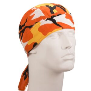 Orange/White Camo Doo Rag - 12 pieces