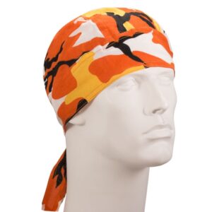 Orange/White Camo Doo Rag - 600pcs/Case