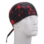 Tossed Red Skulls and Crossbones on Black Doo Rag - 12 pieces
