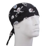 Various Tossed Skulls on Black Doo Rag - 12 pieces