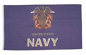 Navy 3d Emblem Flag - 3ft x 5ft Polyester - Imported - 1 piece