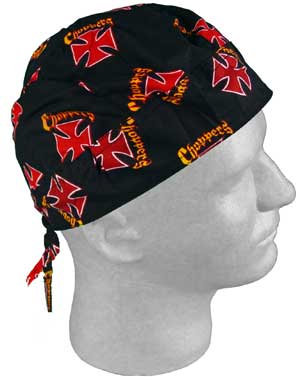 Red Maltese Cross Chopper Head Wrap - 1 piece