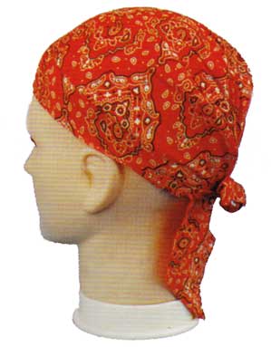 Paisley Squares Head Wrap - 100% Cotton - Imported - Orange, 12 pieces