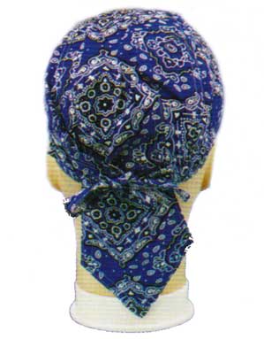 Paisley Squares Head Wrap - 100% Cotton - Imported - Royal Blue, 600pcs/Case