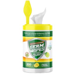 200pc Antibacterial Wipes - Fresh Lemon Scent - case-12-containers