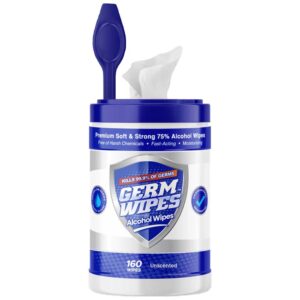 160ct Premium Alcohol Wipes - Unscented - 75 Percent - container-160-wipes