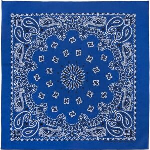 Western Paisley Bandana - Made In Usa , 22X22, 1 Piece, Royal Blue