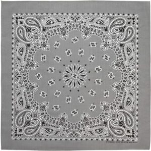 Western Paisley Bandana - Made In Usa , 22X22, 1 Piece, Silver