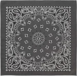 Western Paisley Bandana - Made In Usa , 22X22, 1 Piece, Charcoal Grey