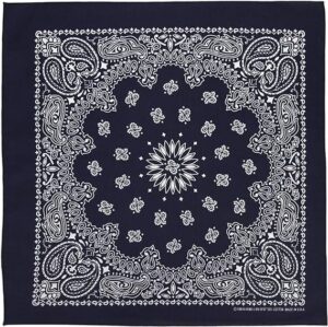 Western Paisley Bandana - Made In Usa , 22X22, 1 Piece, Navy Blue