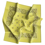 Square Paisley Bandana Imported, 22X22, 12 Pieces, Yellow
