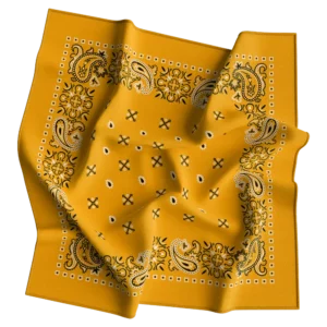 Square Paisley Bandana Imported, 22X22, 1 Piece, Gold