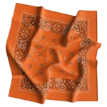 Square Paisley Bandana Imported, 22X22, 1 Piece, Orange