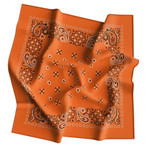 Square Paisley Bandana Imported, 22X22, 600Pcs/Case, Orange