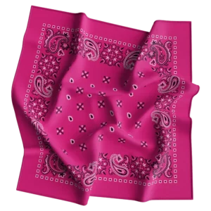 Square Paisley Bandana Imported, 22X22, 1 Piece, Hot Pink