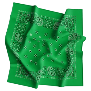 Square Paisley Bandana Imported, 22X22, 1 Piece, Kelly Green