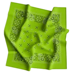 Square Paisley Bandana Imported, 22X22, 1 Piece, Lime Green