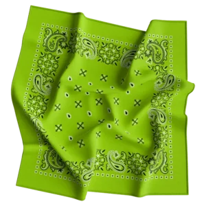Square Paisley Bandana Imported, 22X22, 1 Piece, Lime Green