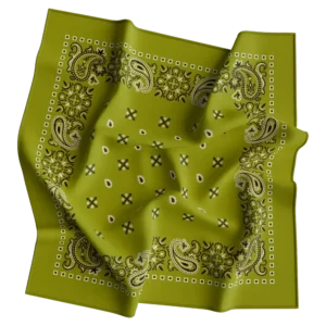 Square Paisley Bandana Imported, 22X22, 600Pcs/Case, Olive