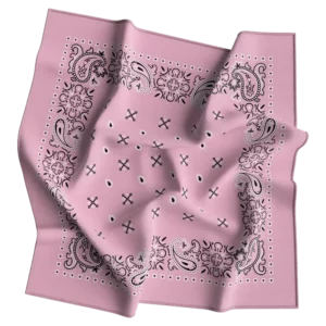 Square Paisley Bandana Imported, 22X22, 1 Piece, Light Pink