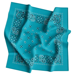 Square Paisley Bandana Imported, 22X22, 600Pcs/Case, Turquoise