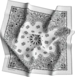 12 pieces, CM Western Paisley Bandanas in Bulk Imported 100% cotton, White, 22" x 22"