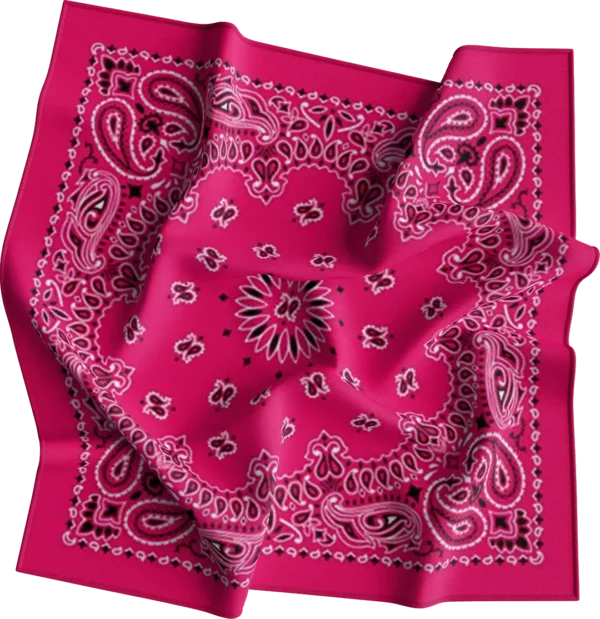 12 pieces, CM Western Paisley Bandanas in Bulk Imported 100% cotton, Hot Pink, 22" x 22"