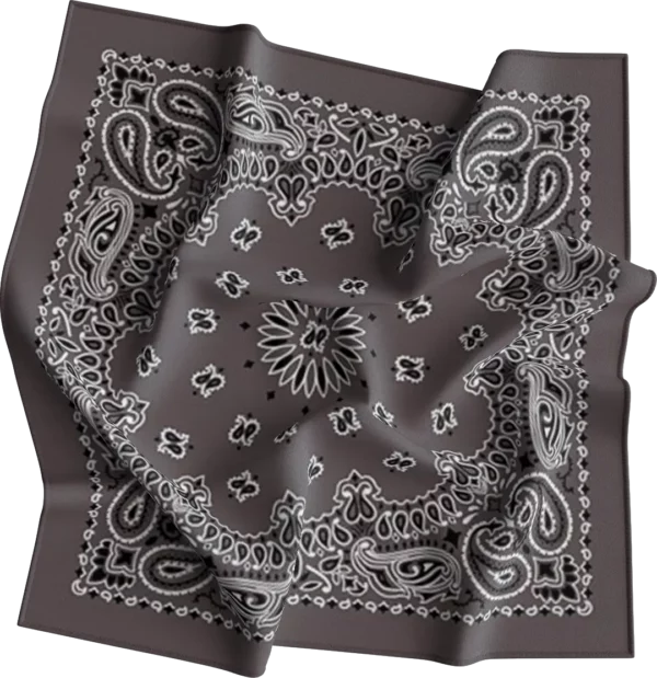 1 piece, CM Western Paisley Bandanas in Bulk Imported 100% cotton, Charcoal Grey, 22" x 22"