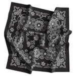 Black, CM Texas Paisley Bandanas Imported 100% Cotton, 1 piece, 27" x 27"