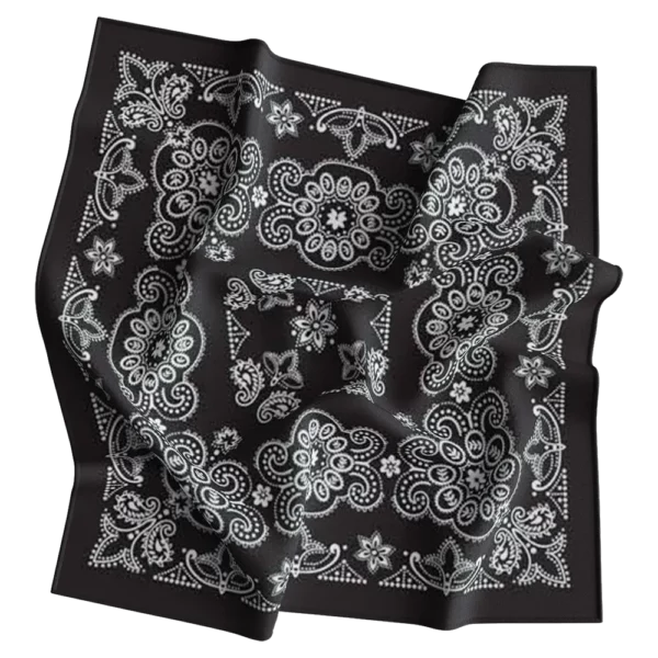 Black, CM Texas Paisley Bandanas Imported 100% Cotton, 1 piece, 27" x 27"