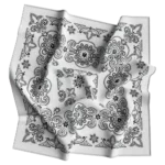 White, CM Texas Paisley Bandanas Imported 100% Cotton, 1 piece, 27" x 27"