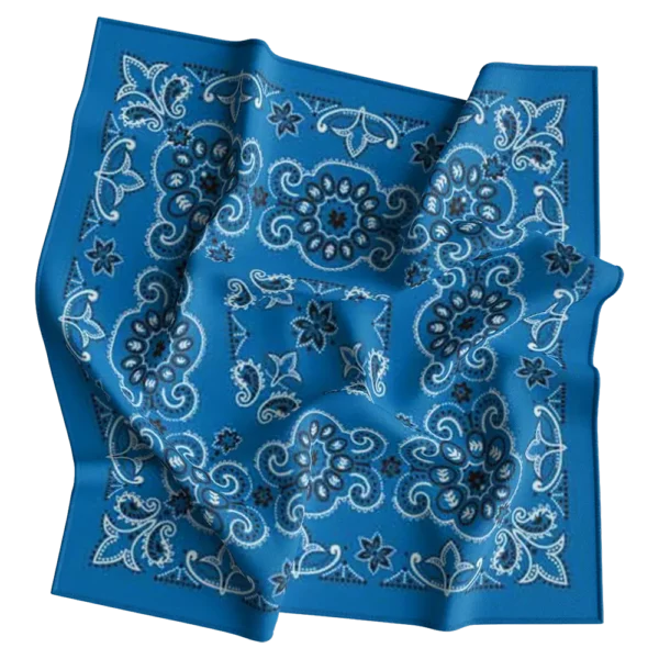 Royal Blue, CM Texas Paisley Bandanas Imported 100% Cotton, 1 piece, 14 x 14"