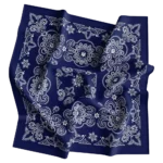 Navy Blue, CM Texas Paisley Bandanas Imported 100% Cotton, 1 piece, 14 x 14"
