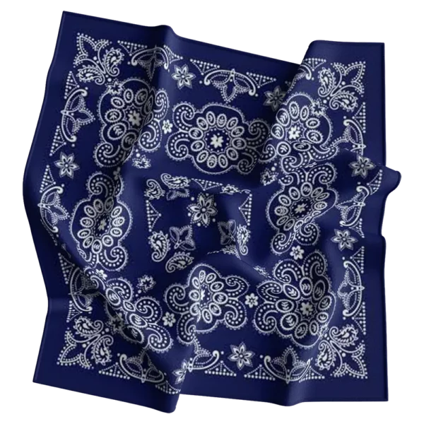 Navy Blue, CM Texas Paisley Bandanas Imported 100% Cotton, 1 piece, 14 x 14"