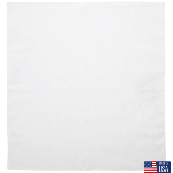 12 pieces, USA Made Solid Color Bandana 100% Cotton, White, 22" x 22"